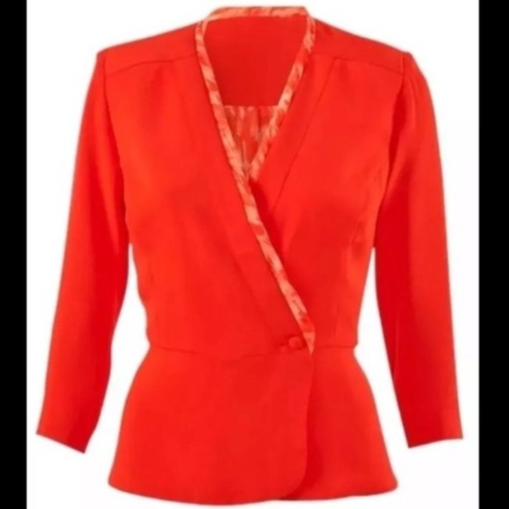 CAbi Sz 4 Jane Wrap Jacket Style #216 Orange 1339